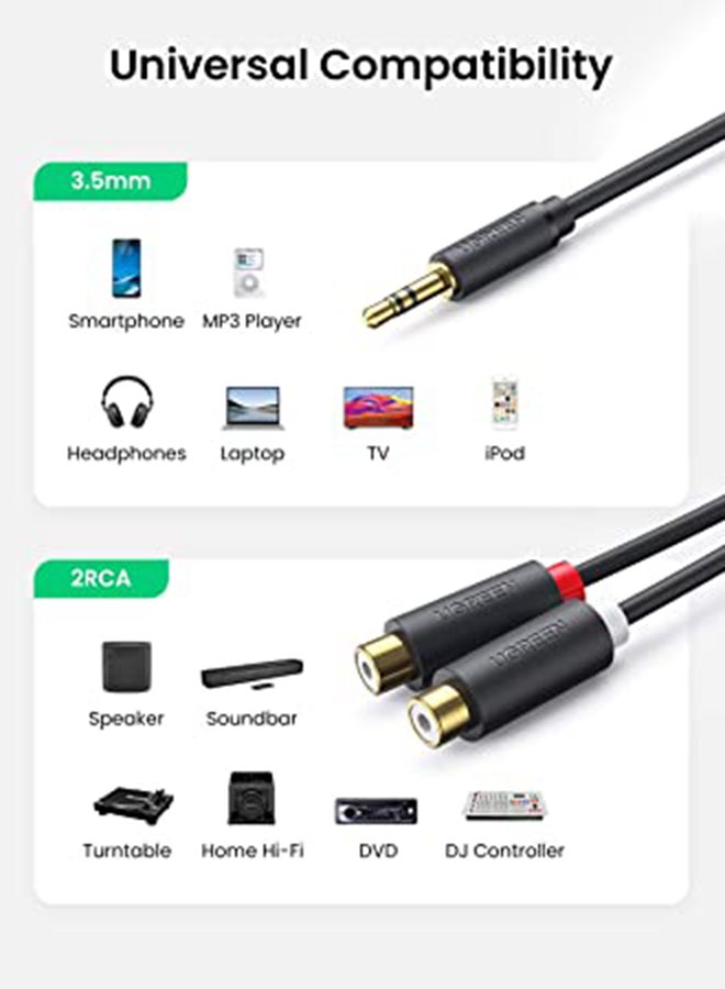 Ugreen 3.5Mm Male To 2Rca Female Cable 25Cm Black  - Image 4