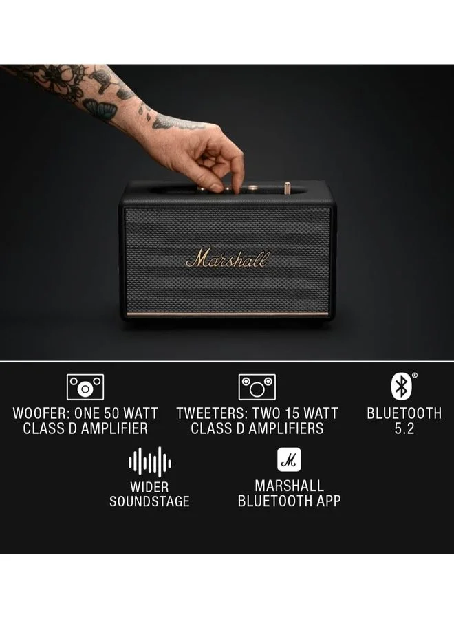 Marshall Stanmore III 50W Premium Home Wireless Speaker With Bluetooth 5.2 And Multiple Inputs - Enjoy Signature Sound Black