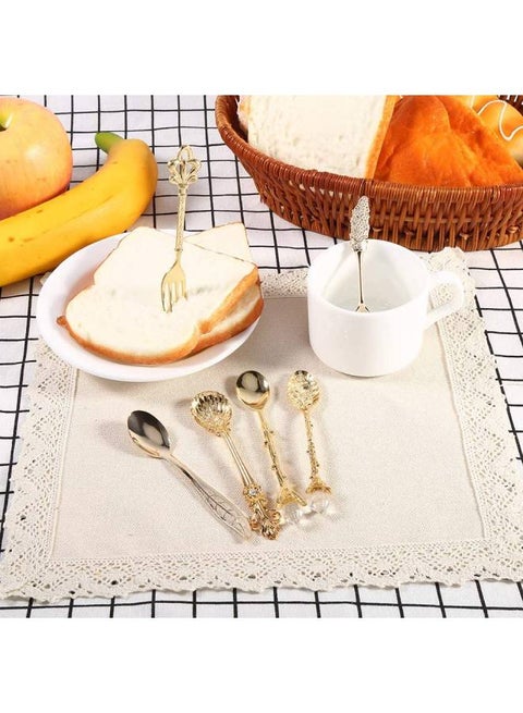 6-Piece Royal Style Mini Coffee Spoons And Fork Set Gold 11.8 x 2cm