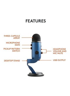 Logitech Blue Yeti USB Microphone For Recording Streaming Gaming Podcasting On PC Condenser Mic For Laptop Logitech-Blue Blue  - Image 2