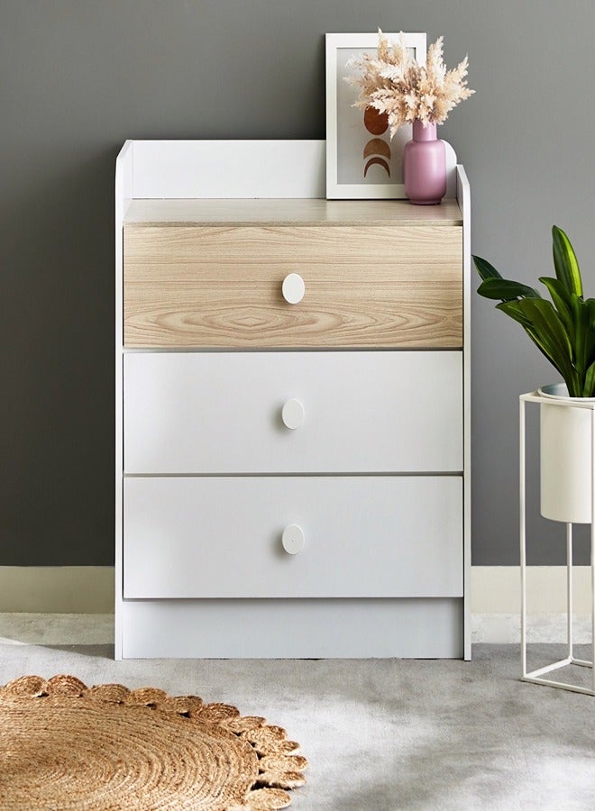 Home Box - Vanilla 3-Drawers Young Dresser | Dressing Table | Vanity Table | Makeup Table  83 x 80 x 40 cm White - Image 1