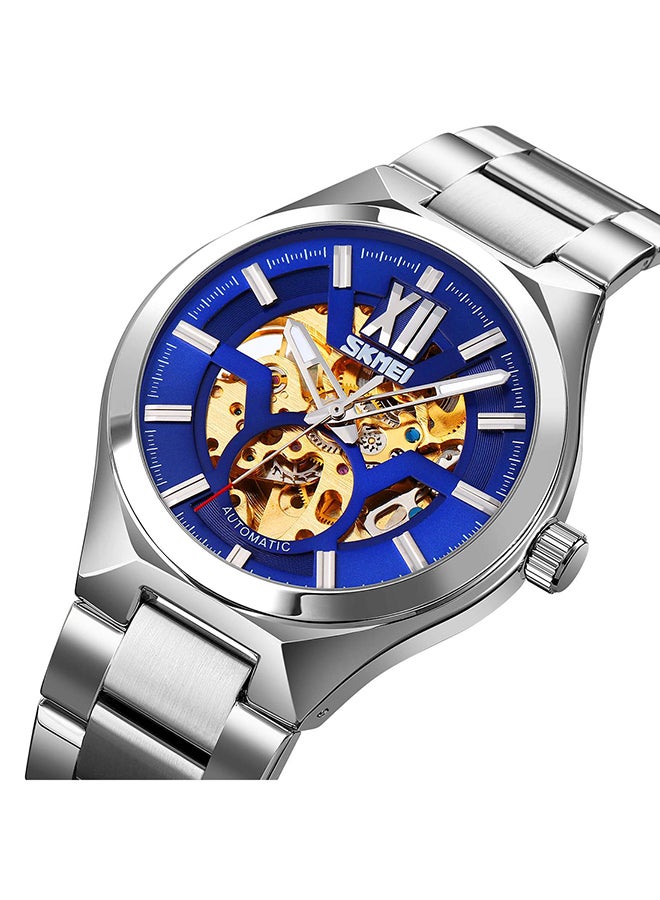 SKMEI Men's Fashion  Mechanical Top Brand Luxury Stainless Steel Band Automatic  Watch 8529SIBU  - Image 2