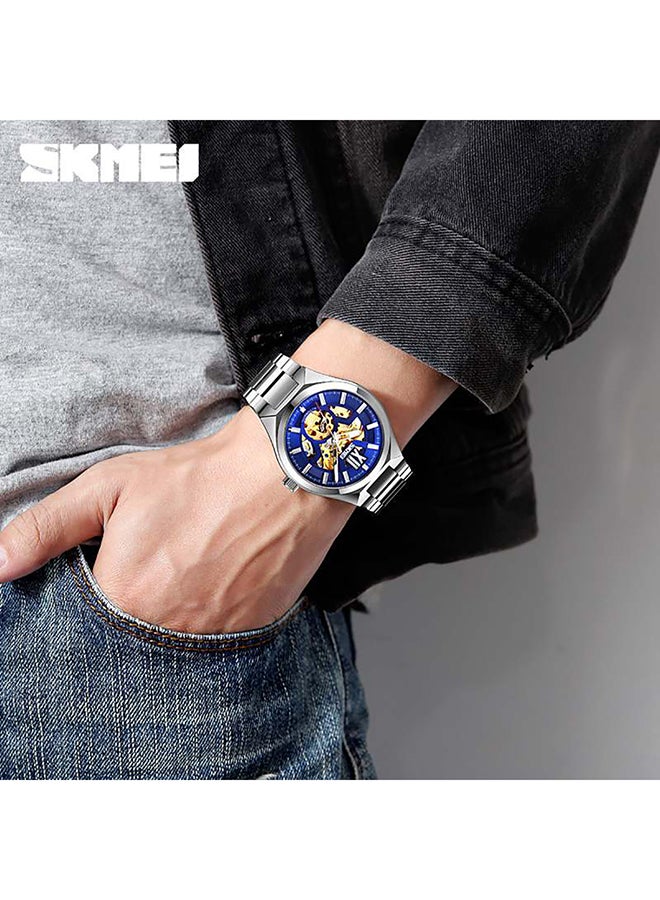 SKMEI Men's Fashion  Mechanical Top Brand Luxury Stainless Steel Band Automatic  Watch 8529SIBU  - Image 4