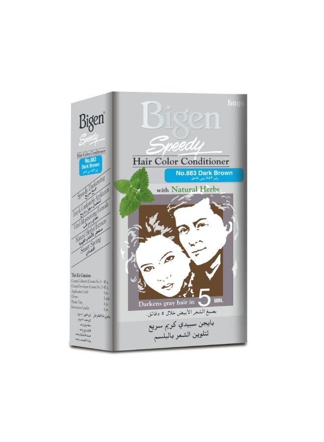 Bigen 2-Piece Speedy Hair Colour Conditioner With Natural Herbs 883 Dark Brown