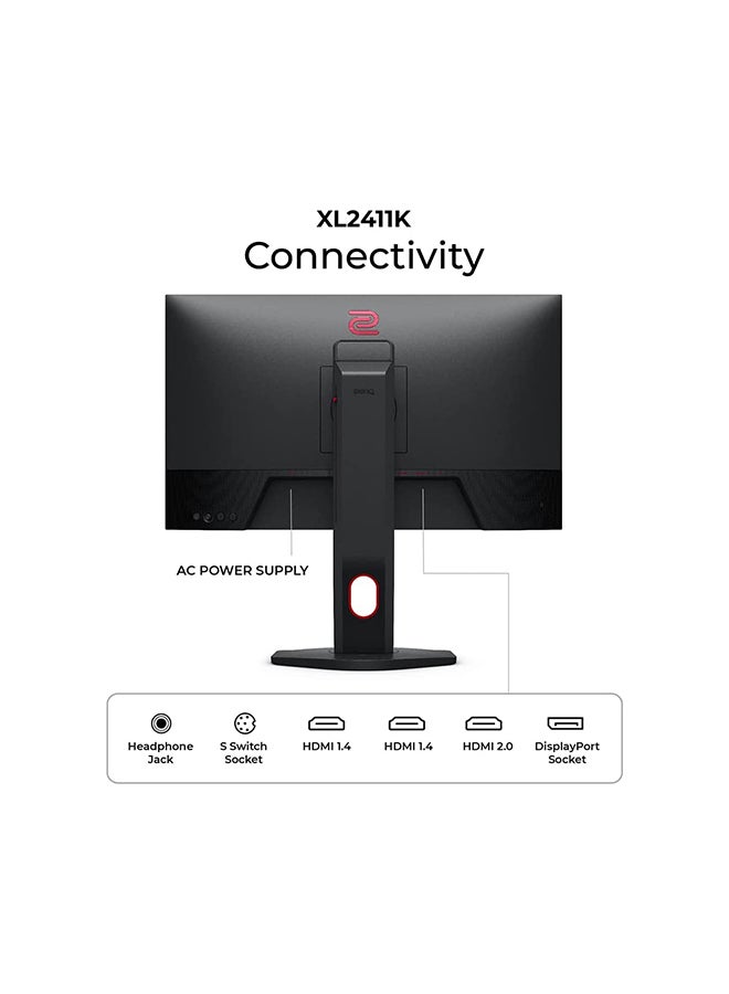 بين كيو شاشة ZOWIE XL2411K-B مقاس 24 بوصة لألعاب الرياضات الإلكترونية عالية الدقة مع معدل استجابة 144 هرتز و1 مللي ثانية / ارتفاع قابل للتعديل / منفذ DisplayPort HDMI خالي من الوميض أسود  - Image 2