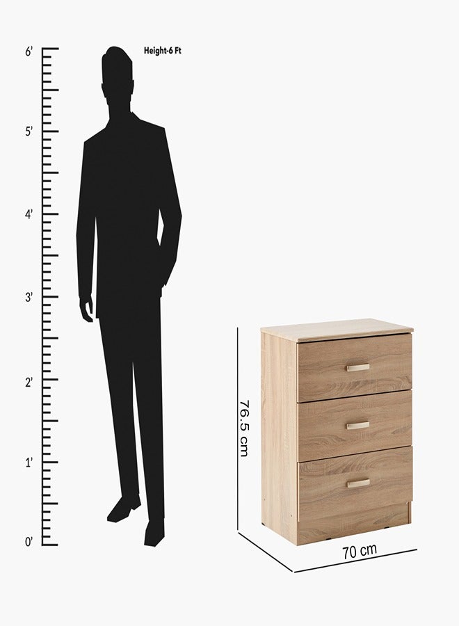Home Box Cooper 3-Drawer Young Dresser | Dressing Table | Vanity Table | Makeup Table Brown 70x70x42.3cm - Image 5