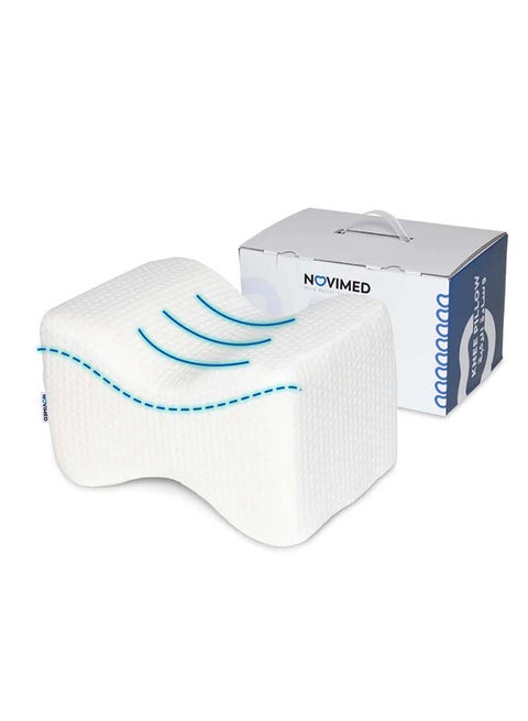 Orthopedic Knee Pillow For Sleeping And Post Pregnancy Wedge Contour Leg Pillows Memory Foam For Hip Lower Back And Sciatic Nerve Pain Relief - Improve Blood Circulation and Proper Posture Alignment-Doctor Recommended Cotton White 25.4x20.3x(8+14)cm