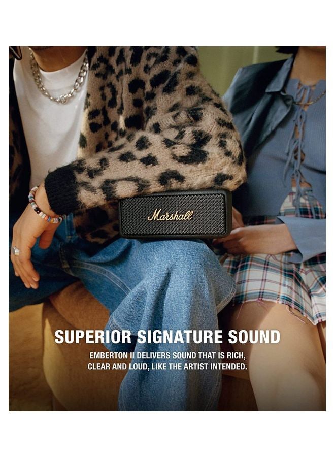 Marshall - Emberton II Portable Bluetooth Speakers Water Resistant Wireless 30 Plus Hour Of Playtime Black/Brass - Image 1