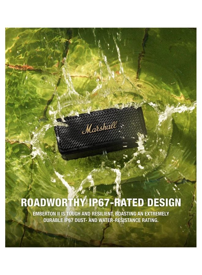Marshall - Emberton II Portable Bluetooth Speakers Water Resistant Wireless 30 Plus Hour Of Playtime Black/Brass - Image 1