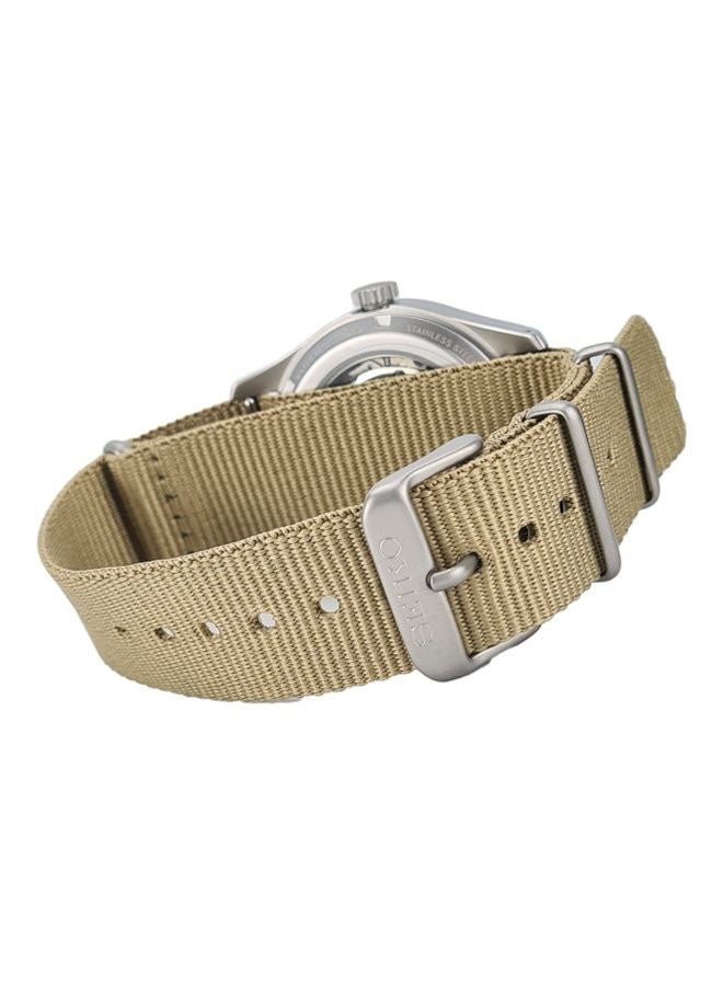 سيكو ساعة يد 5 سبورتس بعقارب وسوار من النايلون بتصميم دائري مقاس 39 مم - لون بيج - طراز SRPG35K1 للرجال - Image 3