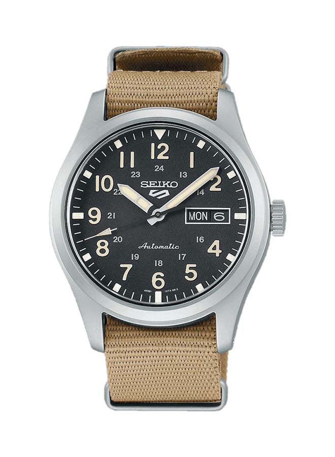 سيكو ساعة يد 5 سبورتس بعقارب وسوار من النايلون بتصميم دائري مقاس 39 مم - لون بيج - طراز SRPG35K1 للرجال - Image 1