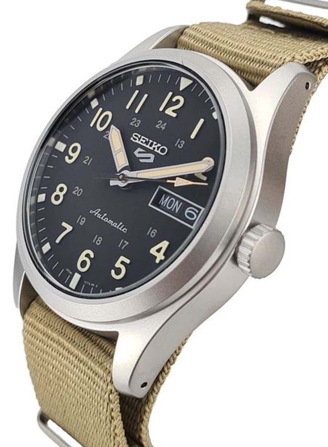 سيكو ساعة يد 5 سبورتس بعقارب وسوار من النايلون بتصميم دائري مقاس 39 مم - لون بيج - طراز SRPG35K1 للرجال - Image 2