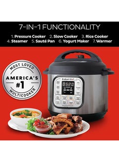 Instant Pot DUO 6, (6-Quart), 7-In-1 Multi-Use Electric Programmable Pressure Cooker, Multicooker, 13 Smart Programs, Stainless Steel Inner Pot And Advanced Safety Protection 5.7 L 1000 W INP-112-0027-01 Black & Stainless steel  - Image 2