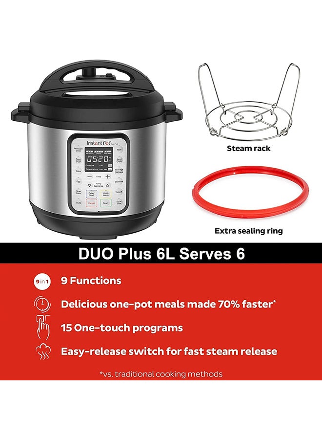 Instant Pot - DUO plus 6,9-in-1 Multi-Use Electric Programmable Pressure Cooker, Multicooker, 15 Smart Programs, Stainless Steel Inner Pot And Advanced Safety Protection 5.7 L 1000 W INP-112-0029-01 Black & Stainless steel - Image 1