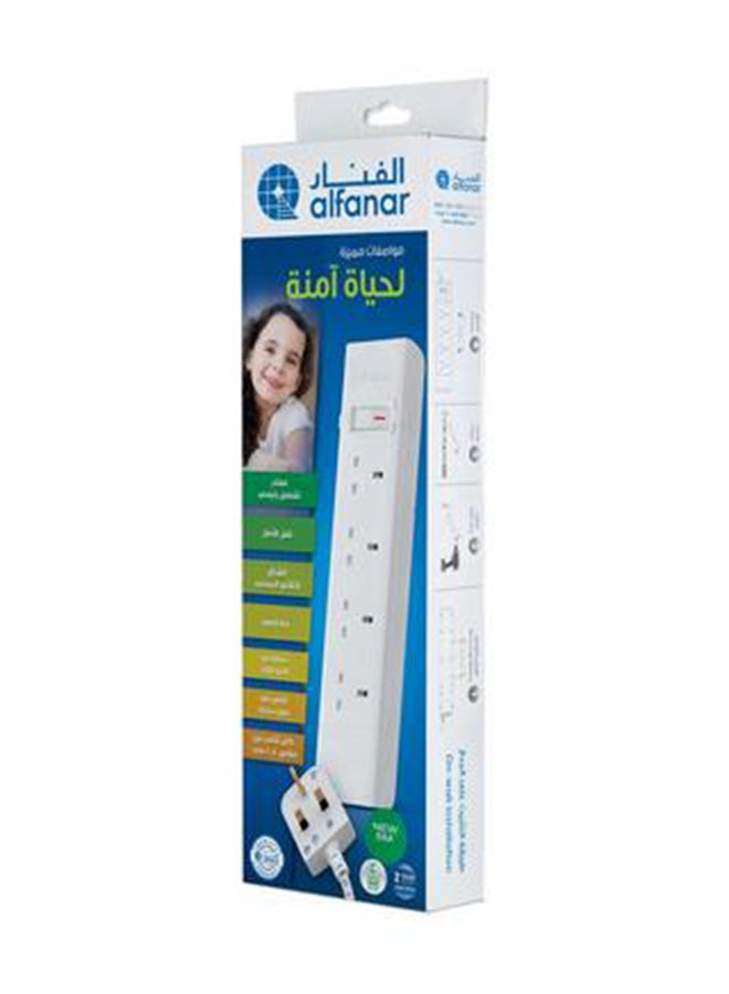 الفنار - وصلة سلك 4 مقابس 13 أمبير أبيض 5 متر أبيض 5متر - Image 1
