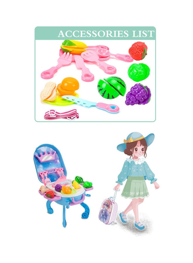 Kidle Children Pretend Toy Play Food Set Kitchen Accessories House Fruit Cutler Suitcase Backpack Display Stand 35*45*45cm  - Image 5