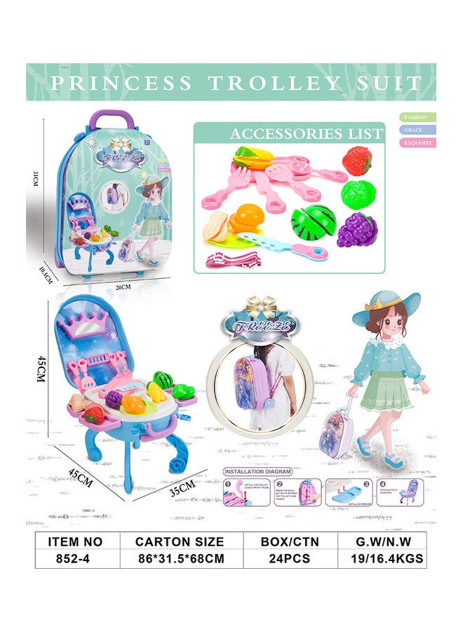 Kidle Children Pretend Toy Play Food Set Kitchen Accessories House Fruit Cutler Suitcase Backpack Display Stand 35*45*45cm  - Image 2
