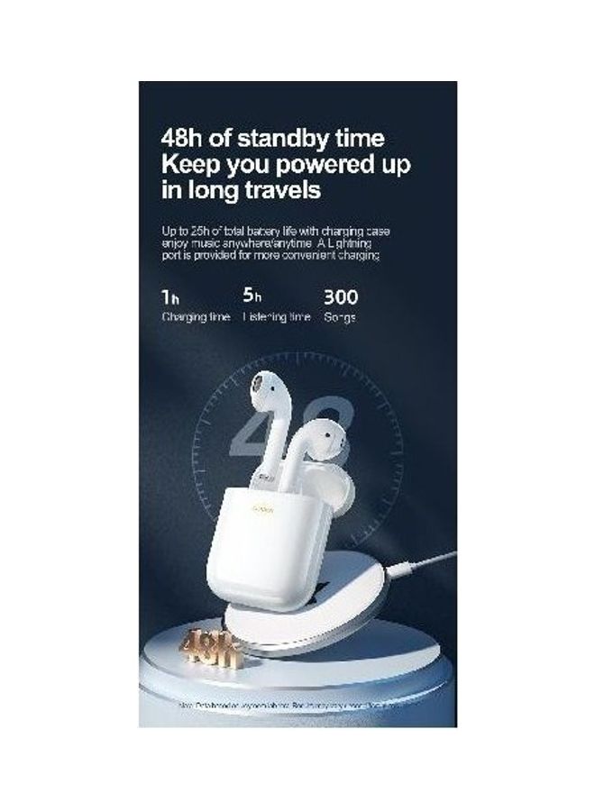 JOYROOM - JOYROOM JR-T03S Air Bilateral TWS Earphone New Version Play 25hrs BT 5.2 Connect HIFI WHITE - Image 1