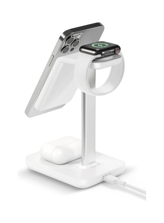 HYPHEN - MagSafe 3 in 1 Charger - White,fast charging ,USB-C adaptor included .simaltaneous charging and protection from overcharging and over heating white - Image 1
