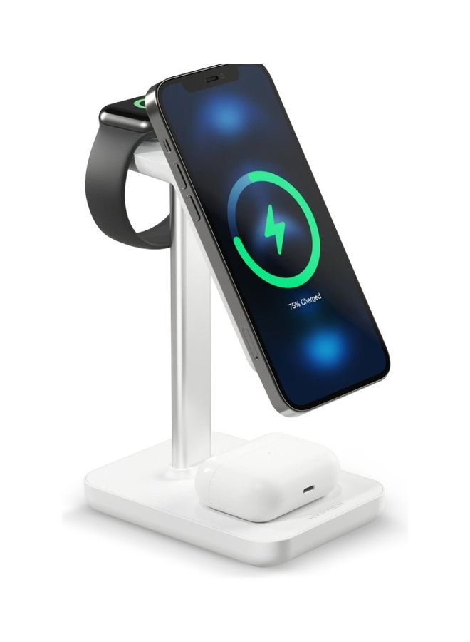 HYPHEN - MagSafe 3 in 1 Charger - White,fast charging ,USB-C adaptor included .simaltaneous charging and protection from overcharging and over heating white - Image 1