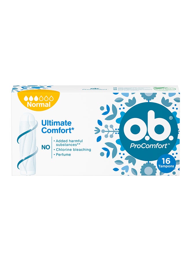 o.b. - 16-Piece Pro Comfort Normal Tampons White - Image 1