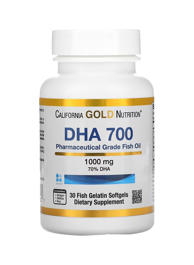 California Gold Nutrition - DHA 700 Fish Oil Dietary Supplement 1000 Mg - 30 Softgels - Image 1