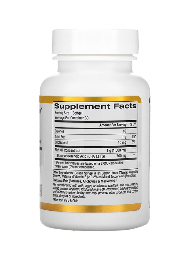 California Gold Nutrition - DHA 700 Fish Oil Dietary Supplement 1000 Mg - 30 Softgels - Image 1