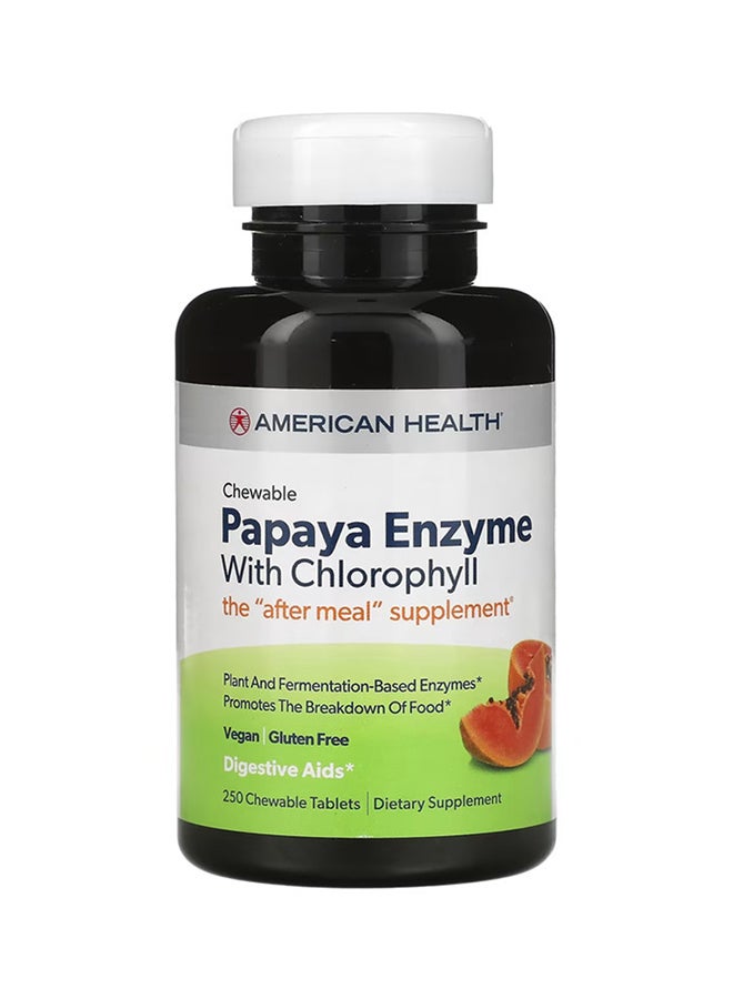 American Health Papaya Enzyme With Chlorophyll Dietary Supplement - 250 Chewable Tablets - Image 1