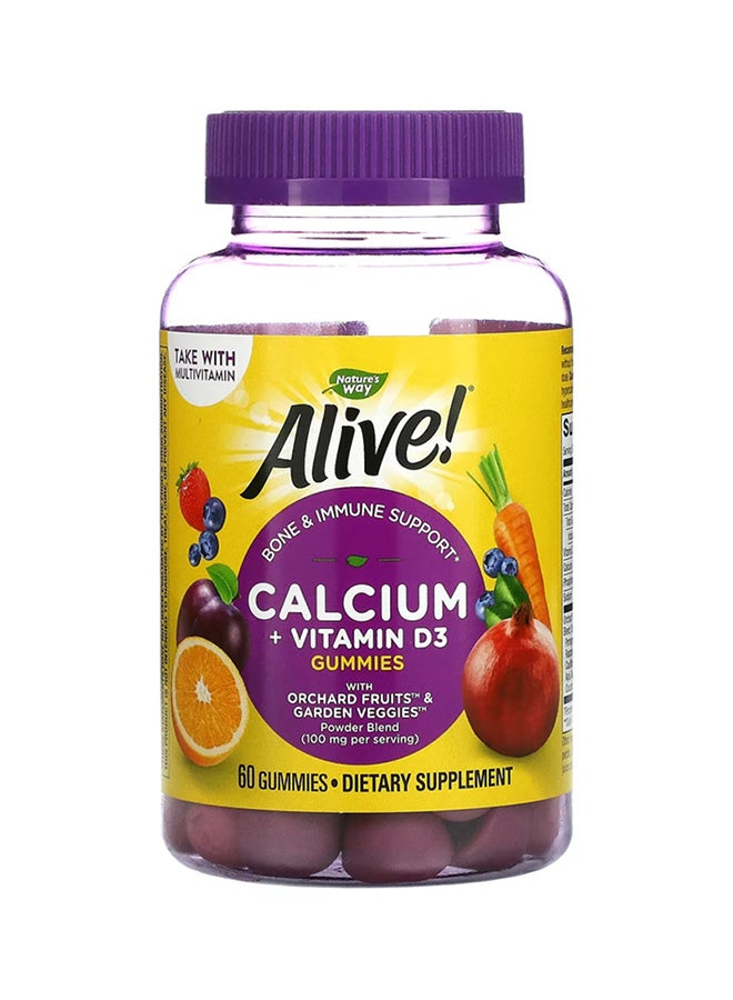 ناتشرز واي مكمل غذائي آلايف بالكالسيوم وفيتامين D3 - ‏60 قرصاً قابلاً للمضغ - Image 1