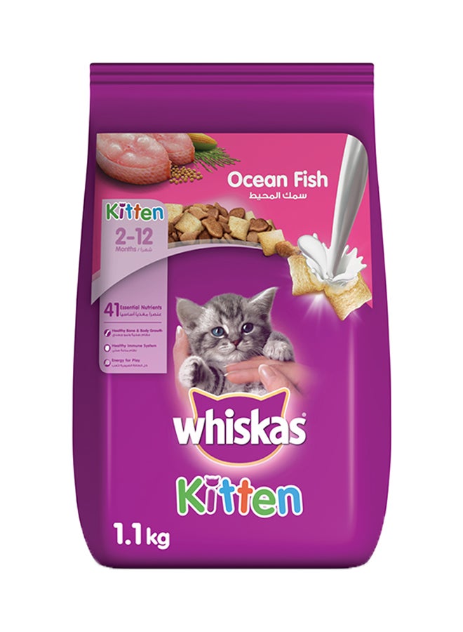 Whiskas Kitten Ocean Fish Flavor With Milk, Dry Food Bag 1.1kg - Image 1