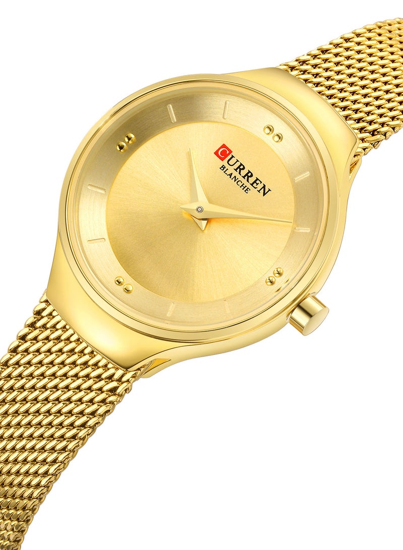 CURREN - Women's Waterproof Stainless Steel Mesh BAnd Quartz Watch 9028 - 27 mm - Gold - Image 1