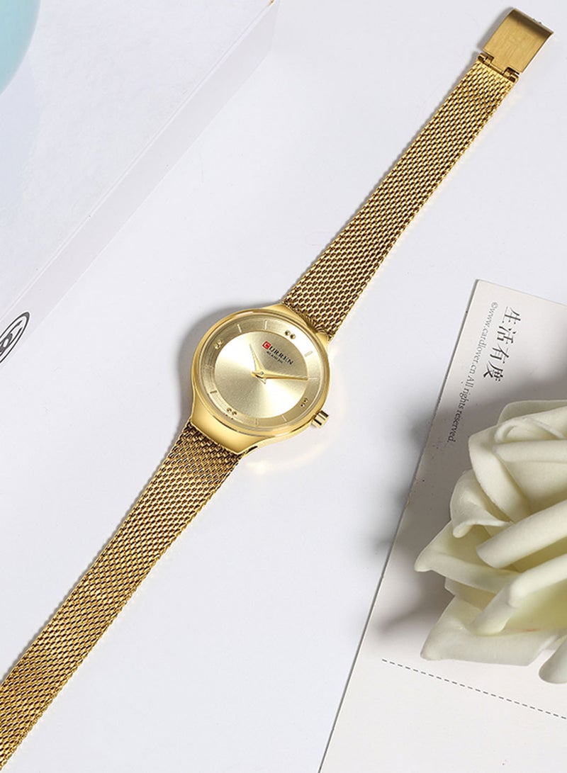 CURREN - Women's Waterproof Stainless Steel Mesh BAnd Quartz Watch 9028 - 27 mm - Gold - Image 1