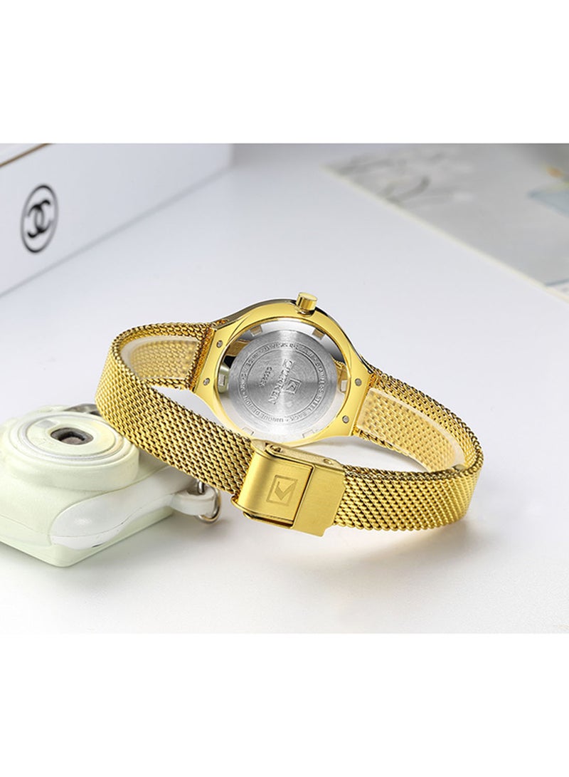CURREN - Women's Waterproof Stainless Steel Mesh BAnd Quartz Watch 9028 - 27 mm - Gold - Image 1