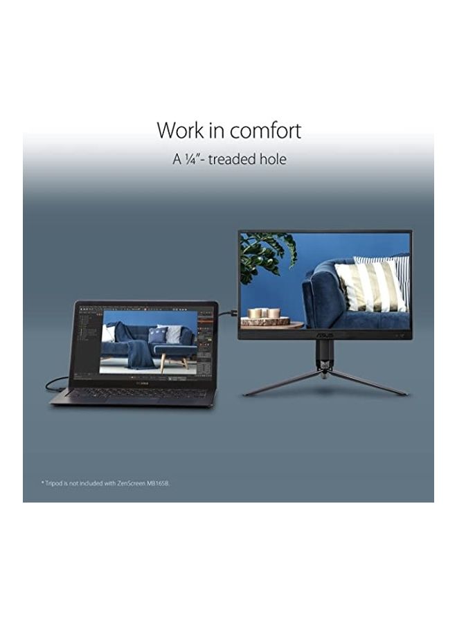ZenScreen MB165B 15.6'' HD Portable USB Monitor, 60Hz Refresh Rate, 10ms Response Time, 1366x768 Resolution, 16:9 Aspect Ratio, Narrow Bezel, Anti Glare Surface 90LM0703-B01170 Black