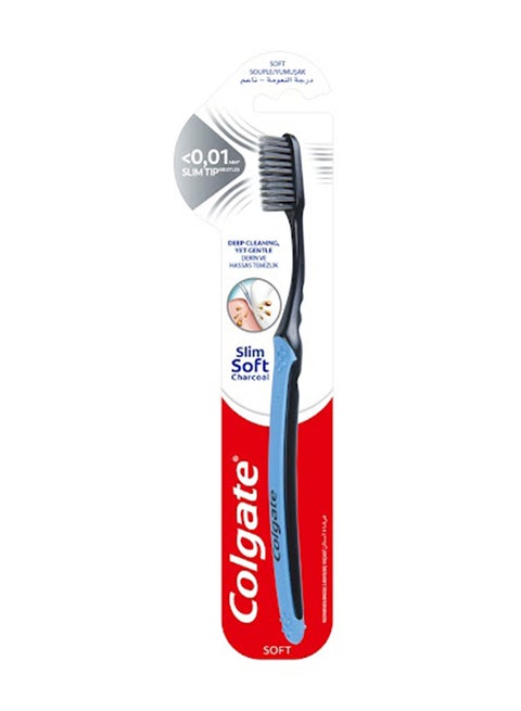 Slim Soft Black Charcoal Toothbrush Assorted Multicolour