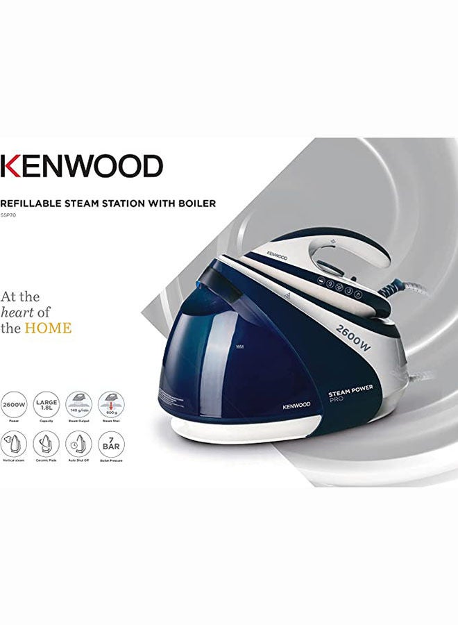 KENWOOD - Steam Generator Iron with Boiler, 7 bar, Up to 600g/min steam shot 1.8 L 2600 W SSP70.000WB Blue/White - Image 1