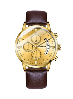 Men's Left Three-Eye Chronograph Calender Leather Strap Watch GS19053020