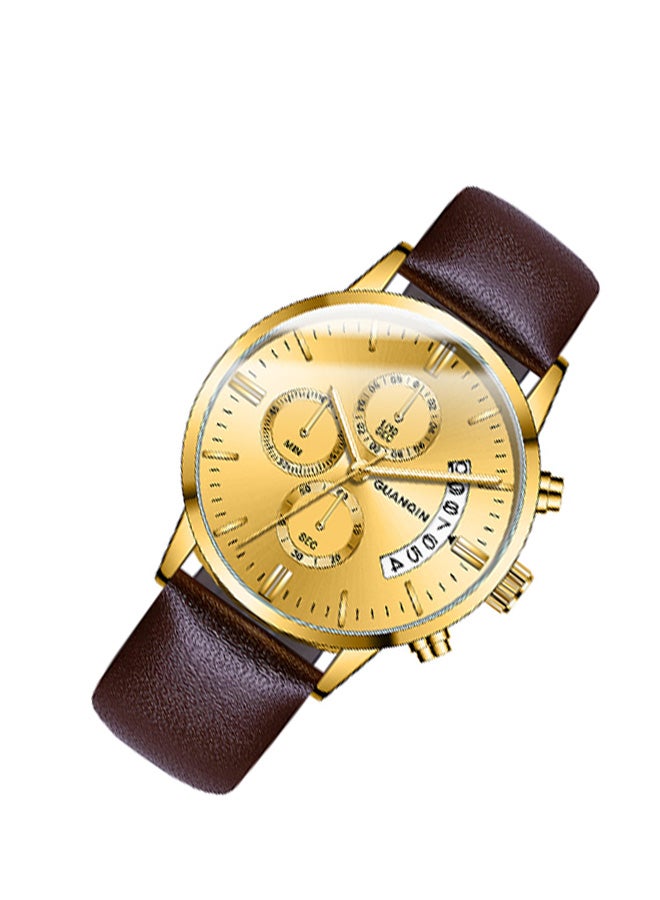GUANQIN - Men's Left Three-Eye Chronograph Calender Leather Strap Watch GS19053020 - Image 1