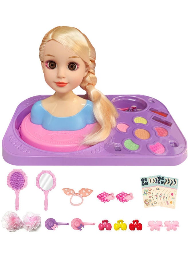 Kidle Kids Makeup Styling Doll Head Play Starter Kit Cosmetic Beauty Set Mini Pretend Dress Up 29*16.5*19cm - Image 1