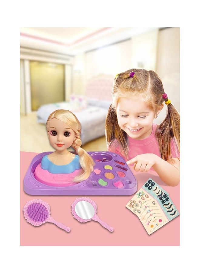 Kidle Kids Makeup Styling Doll Head Play Starter Kit Cosmetic Beauty Set Mini Pretend Dress Up 29*16.5*19cm - Image 4