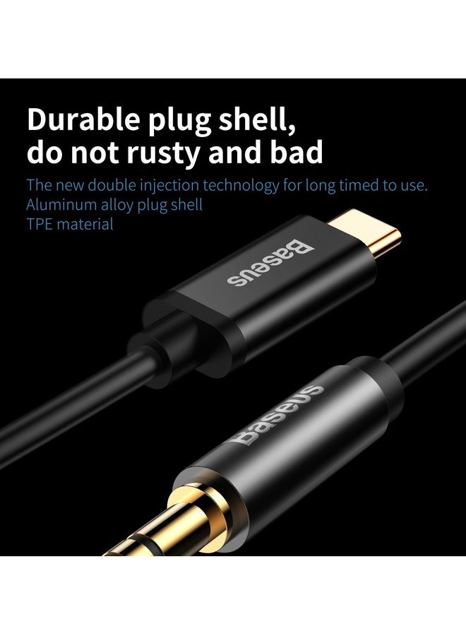 Baseus Audio Aux Jack Cable 3.93ft USB Type C To 3.5mm Headphone Stereo Cord Car Compatible With iPad Pro 2018 Google Pixel 2 3 XL Samsung Galaxy S21 S20 Ultra Note 20 10 Plus Black  - Image 3