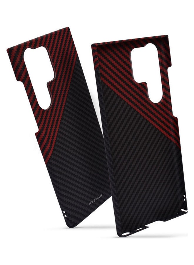 HYPHEN Dual Color Carbon Fiber Case - Samsung S23 Ultra - .Matte finish,superior quality,light weight,sleek design,highly durable black and red - Image 3