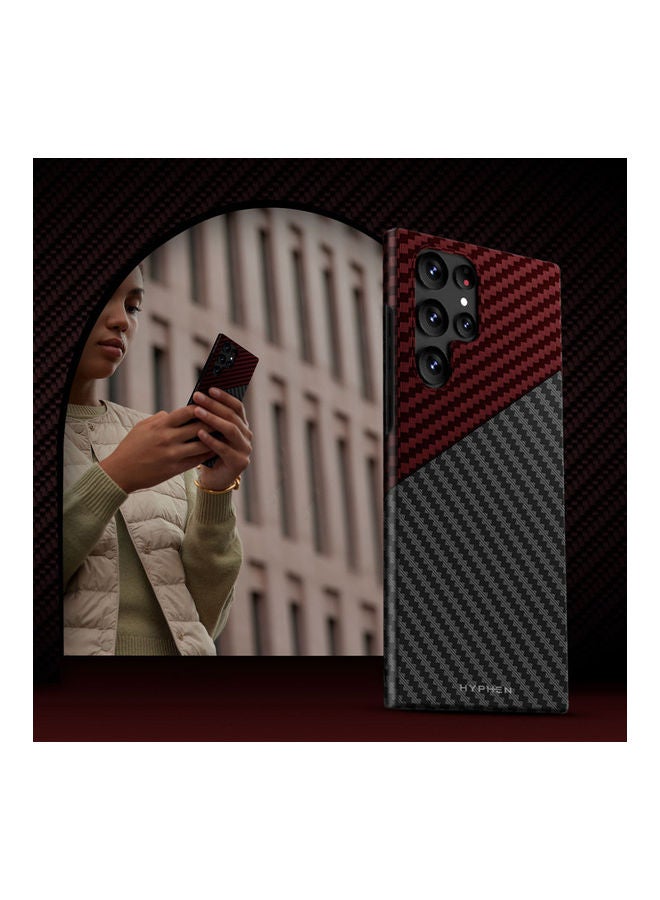 HYPHEN Dual Color Carbon Fiber Case - Samsung S23 Ultra - .Matte finish,superior quality,light weight,sleek design,highly durable black and red - Image 5