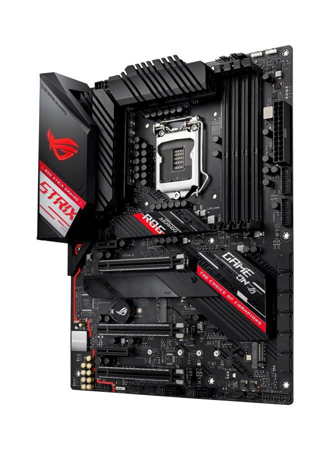 ASUS - ROG STRIX Z490-H GAMING (INTEL Z490) LGA 1200 (Intel 10th Gen) ATX gaming motherboard (12+2 Power Stages,DDR4 4600, Intel 2.5 Gb Ethernet, USB 3.2 Gen 2, AURA Sync) 24.4x30.5cm Black/Silver/Red - Image 1
