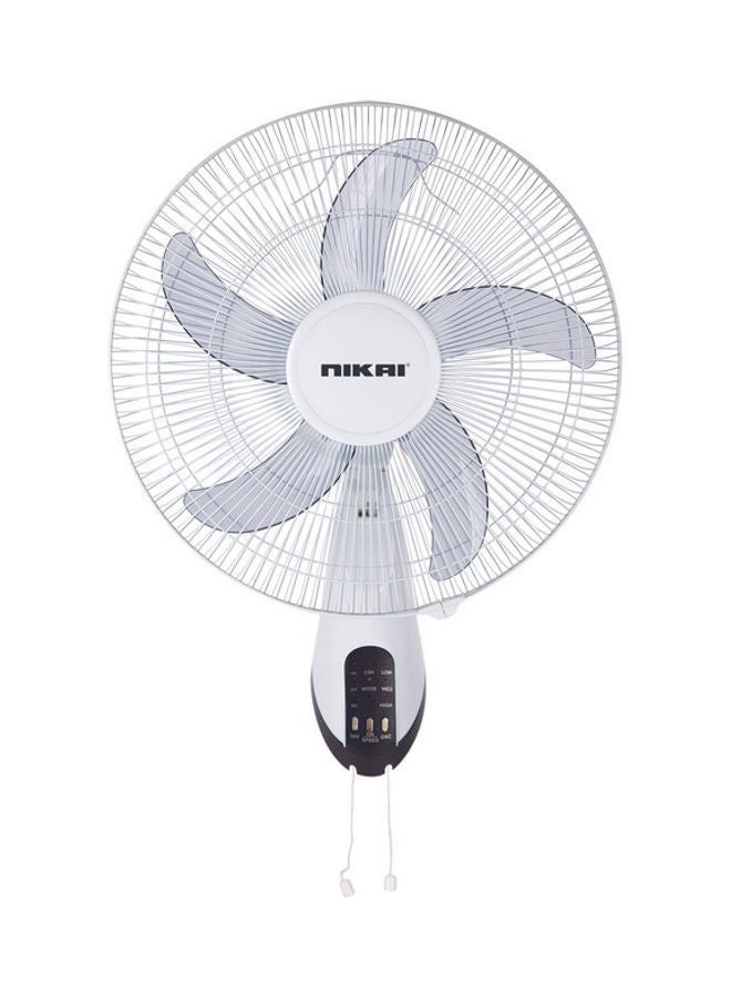 NIKAI - 16 Inch Wall Fan with Remote, T Class Copper Motor, 5 AS Knife Blades - 120° Grill, 3 Speed Control, 7.5 Hours Timer, Energy-Efficient, Ideal For Office, And Home 45 W NWF1636RT1 White - Image 1