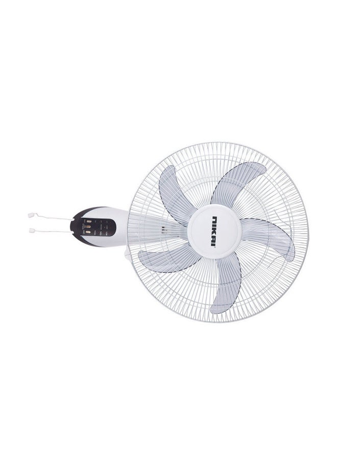 NIKAI - 16 Inch Wall Fan with Remote, T Class Copper Motor, 5 AS Knife Blades - 120° Grill, 3 Speed Control, 7.5 Hours Timer, Energy-Efficient, Ideal For Office, And Home 45 W NWF1636RT1 White - Image 1
