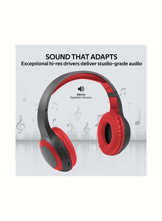 PROMATE Over-Ear Deep Bass Wired/Wireless Headphone with Long Paytime, Hi-Fi Sound, Built-In Mic, On-Ear Controls, Soft Earpads, MicroSD Card Slot and AUX Port for iPhone, Samsung, iPad Pro, LaBoca Red  - Image 2