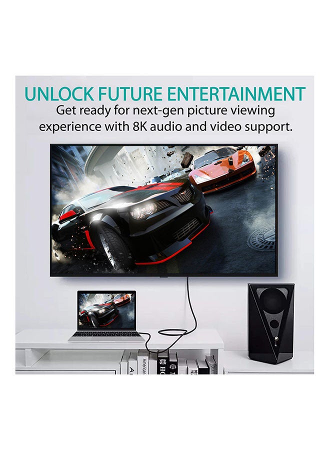 PROMATE - Promate HDMI Cable 8K 3 Meter, High-Speed Cable with 48Gbps Transfer Speed, 3D Support, Tangle-Free Cord and Enhanced Audio Return Channel (eARC) for Apple TV, Netflix, ProLink8K-300 Black - Image 1