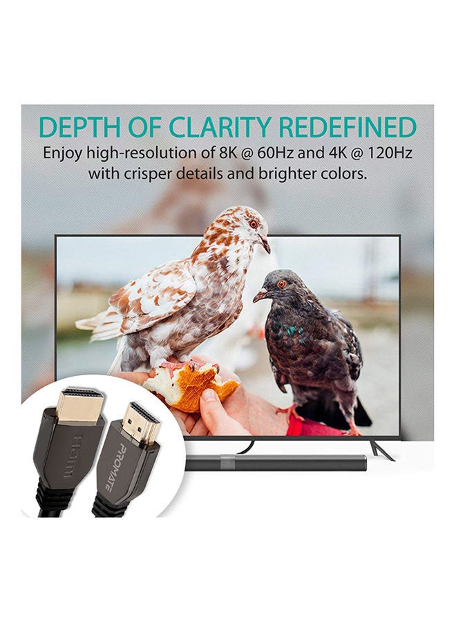 PROMATE - Promate HDMI Cable 8K 3 Meter, High-Speed Cable with 48Gbps Transfer Speed, 3D Support, Tangle-Free Cord and Enhanced Audio Return Channel (eARC) for Apple TV, Netflix, ProLink8K-300 Black - Image 1