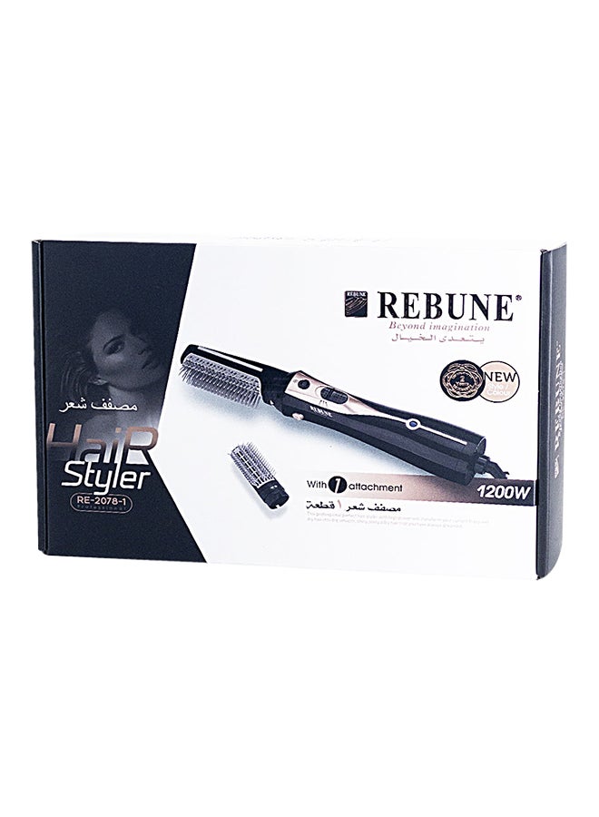 REBUNE Electric Hair Styler Brush With 2 Attac Black/Grey/Rose Rold  - Image 2